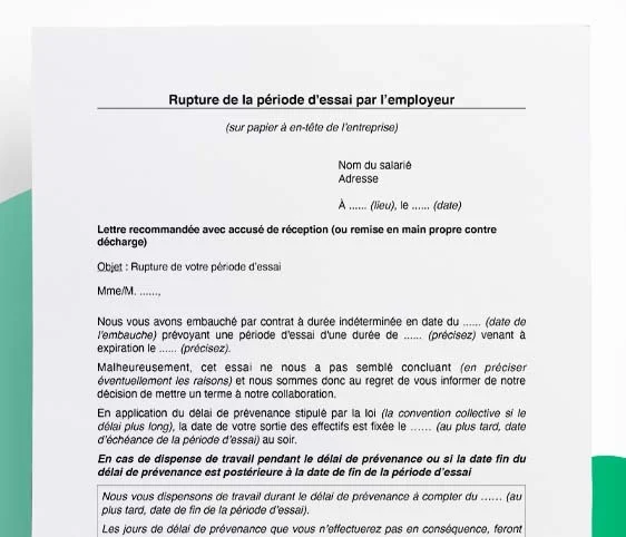 Rupture de la période d'essai par l'employeur