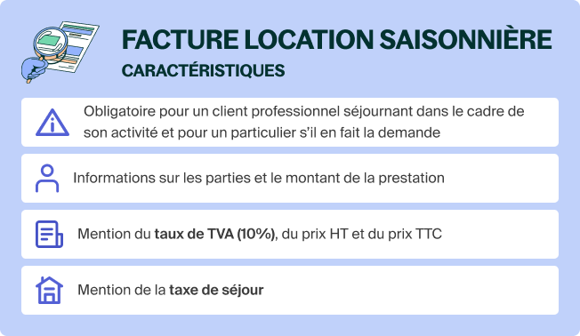 Facture de location saisonnière : notice et modèle
